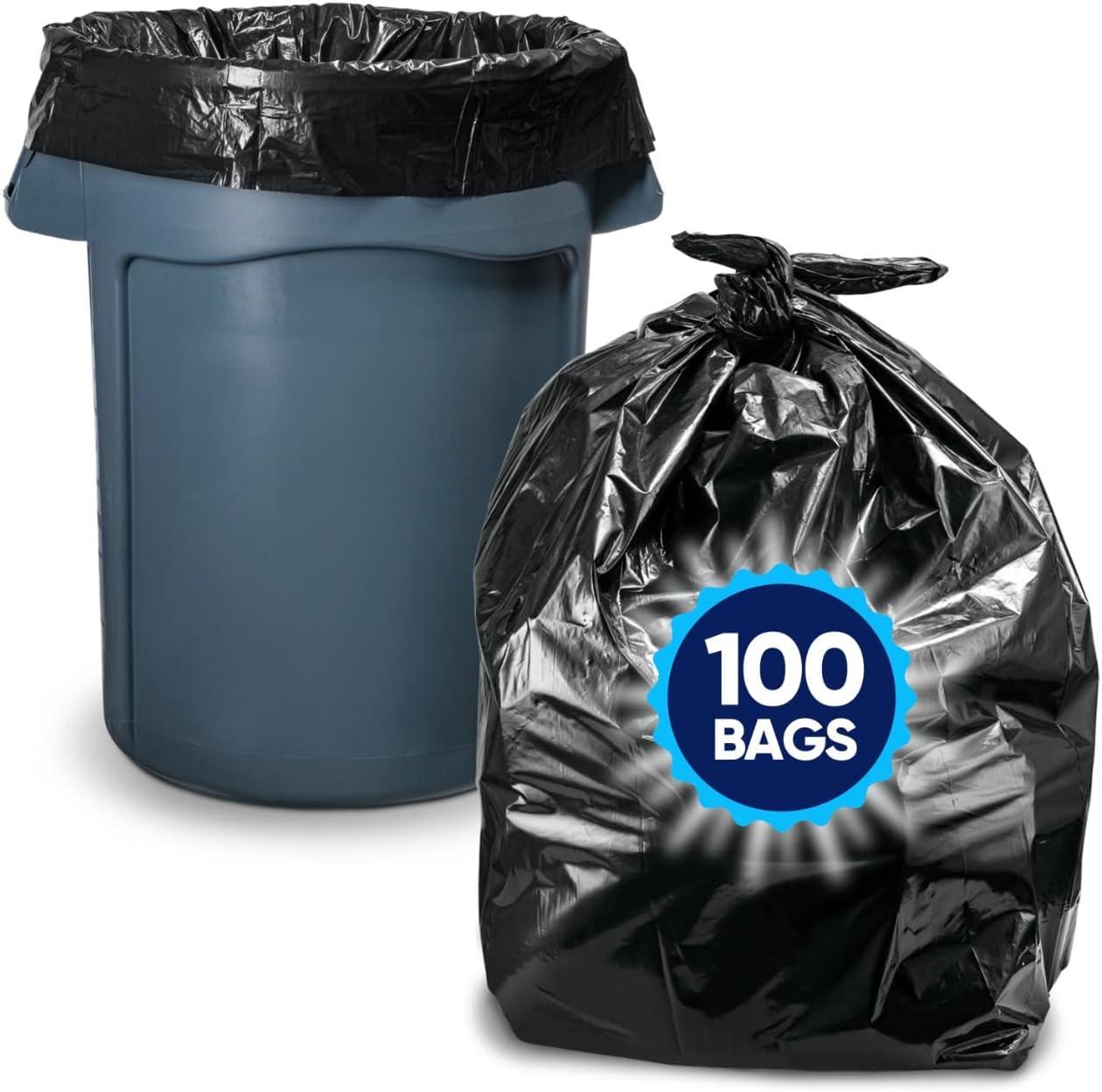image:image3033 Gallon Trash Bags Heavy Duty 100 Bags wTies Value Pack Large Black Trash Bags 30 Gallon 32 Gallon100 Count Pack of 1