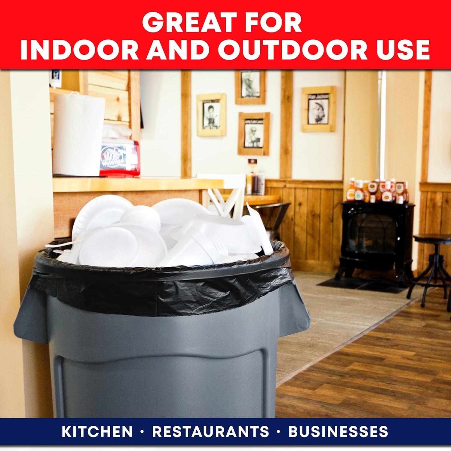 image:image3033 Gallon Trash Bags Heavy Duty 100 Bags wTies Value Pack Large Black Trash Bags 30 Gallon 32 Gallon100 Count Pack of 1
