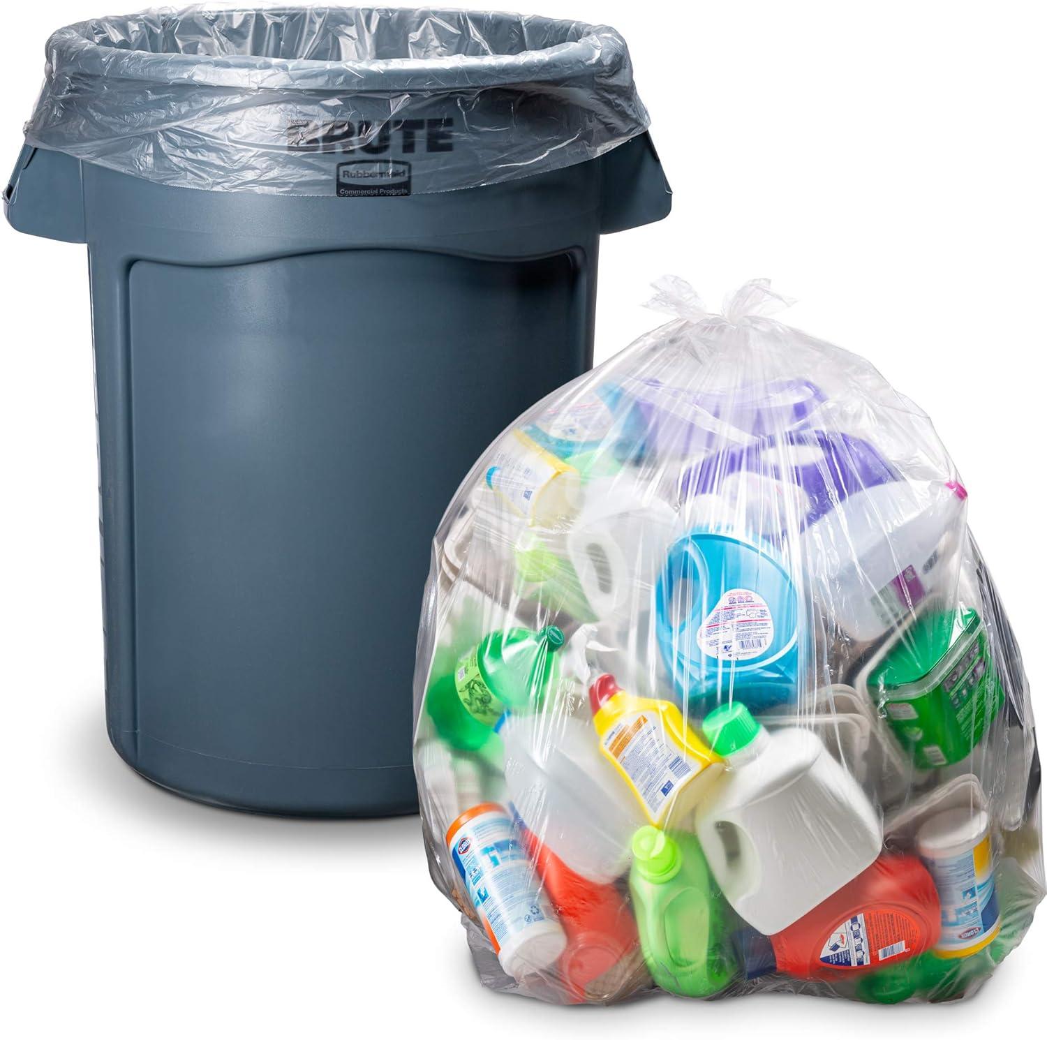 image:image45 Gallon Trash Bags Heavy Duty Huge 100 Bags wTies Clear Recycling Extra Large Trash Bag Liners 40 Gallon 42 Gallon 44 Gallon 45 Gallon 31 Gallon 32 Gallon 39 Gallon Clear Trash Can Liners