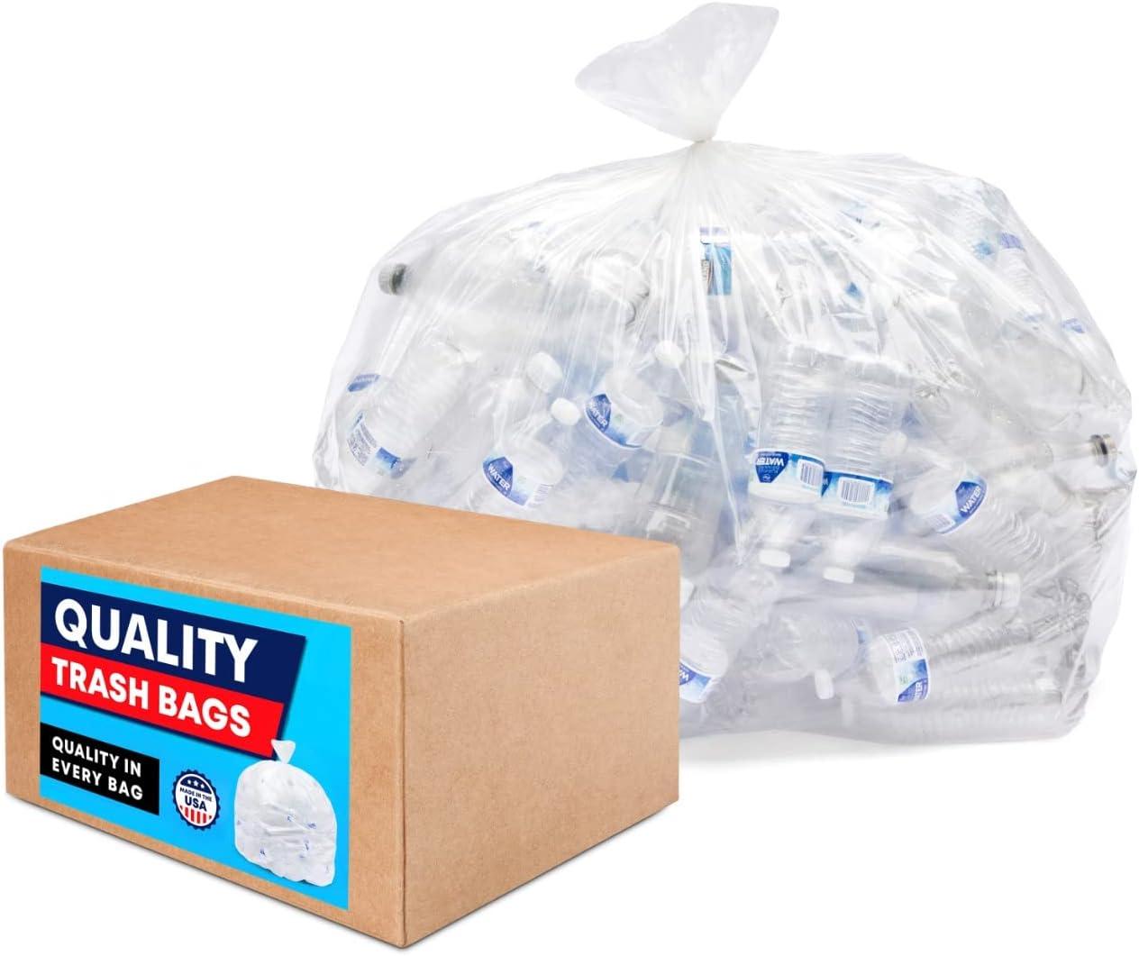 image:imageTasker 3033 Gallon Trash Bags Heavy Duty Value 100Bags wTies Clear Large Plastic Recycling Garbage Bags 30 Gal 32 Gallon Clear Large Trash Bags100 Count Pack of 1