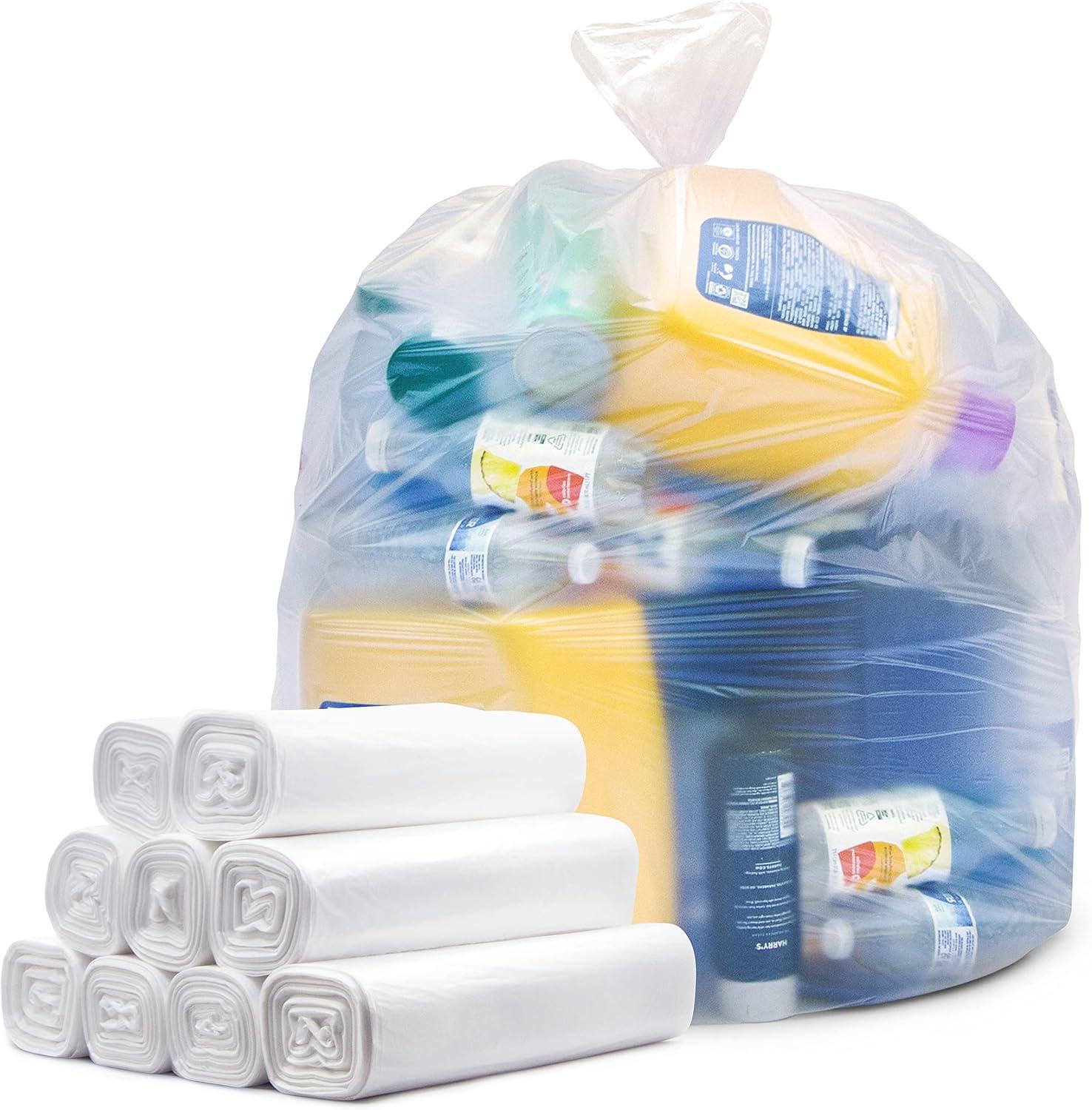 image:imageTasker 3033 Gallon Trash Bags Heavy Duty Value 100Bags wTies Clear Large Plastic Recycling Garbage Bags 30 Gal 32 Gallon Clear Large Trash Bags250 Count Pack of 1