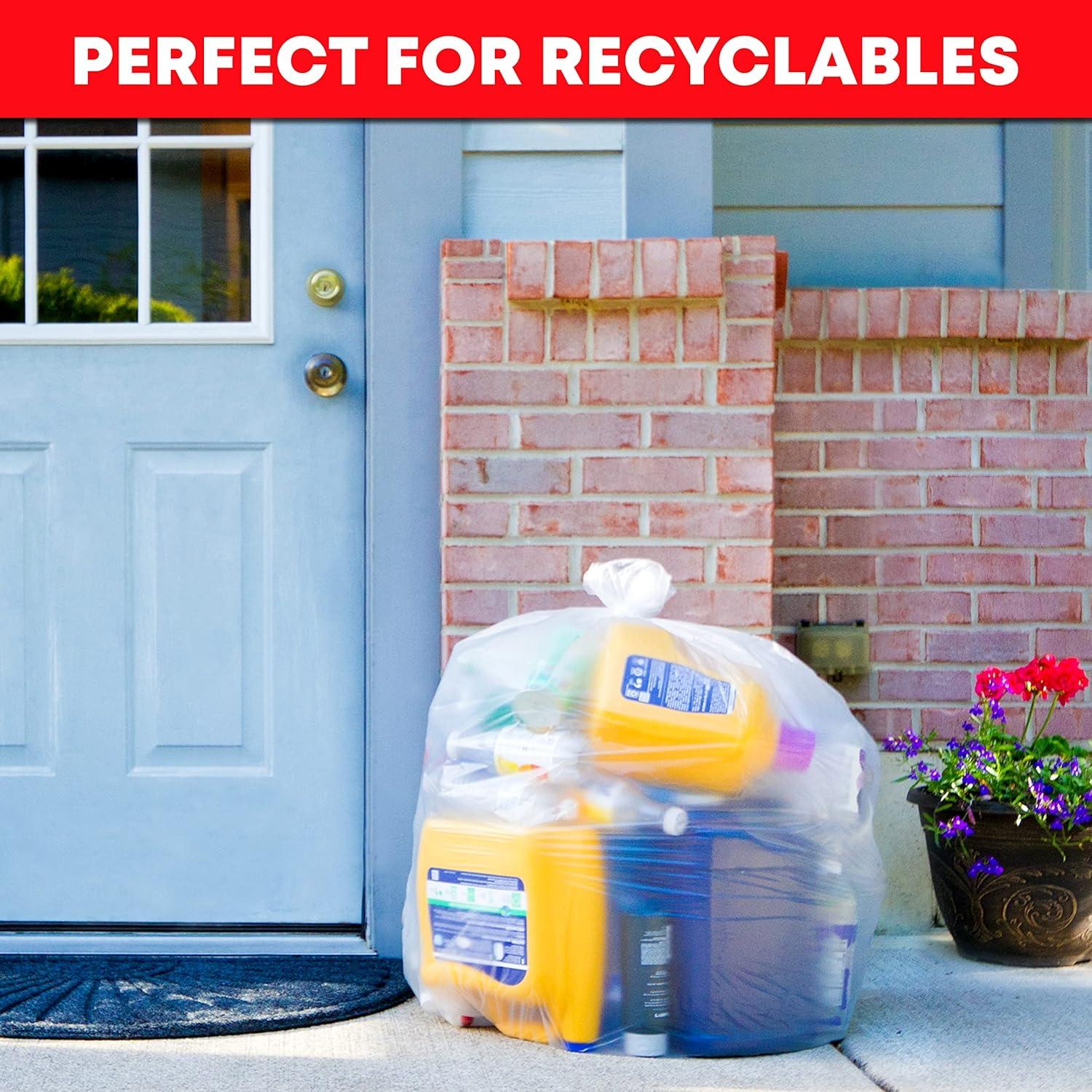 image:imageTasker 3033 Gallon Trash Bags Heavy Duty Value 100Bags wTies Clear Large Plastic Recycling Garbage Bags 30 Gal 32 Gallon Clear Large Trash Bags250 Count Pack of 1