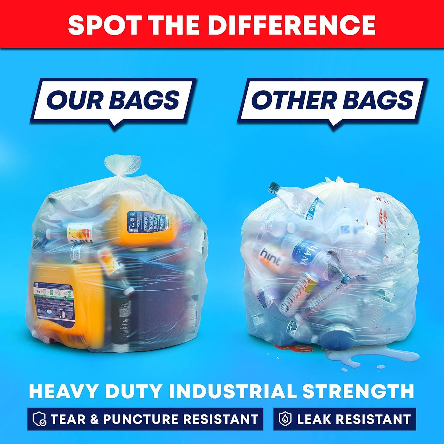 image:imageTasker 3033 Gallon Trash Bags Heavy Duty Value 100Bags wTies Clear Large Plastic Recycling Garbage Bags 30 Gal 32 Gallon Clear Large Trash Bags250 Count Pack of 1