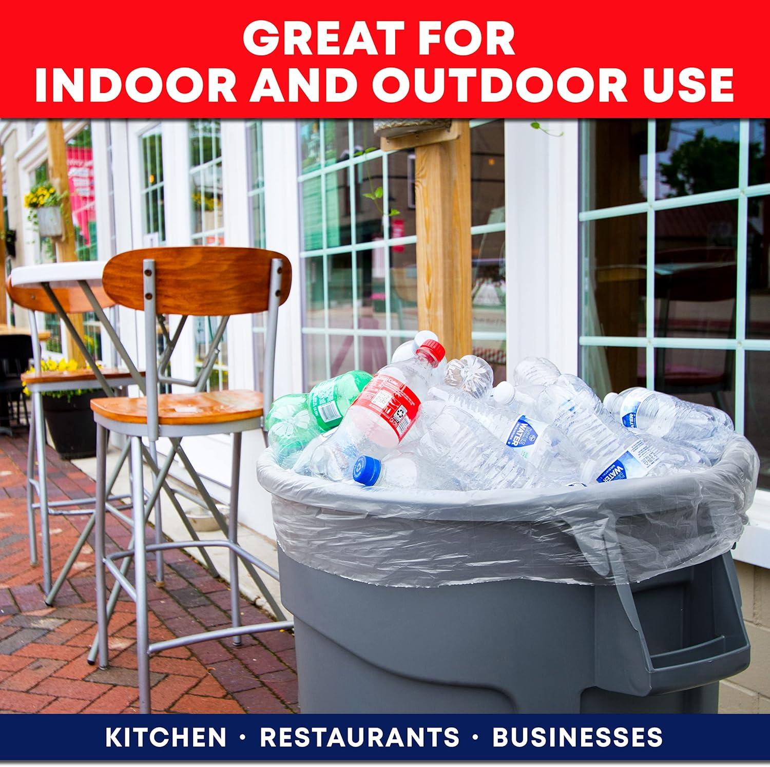 image:imageTasker 3033 Gallon Trash Bags Heavy Duty Value 100Bags wTies Clear Large Plastic Recycling Garbage Bags 30 Gal 32 Gallon Clear Large Trash Bags250 Count Pack of 1