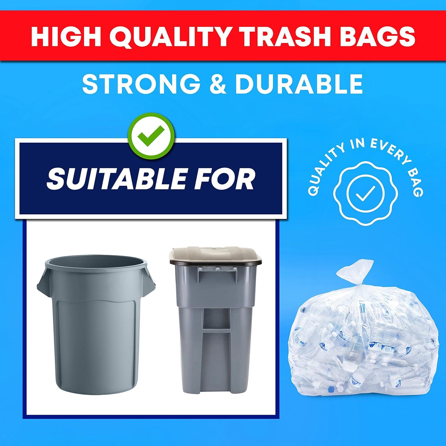 image:imageTasker 3033 Gallon Trash Bags Heavy Duty Value 100Bags wTies Clear Large Plastic Recycling Garbage Bags 30 Gal 32 Gallon Clear Large Trash Bags250 Count Pack of 1