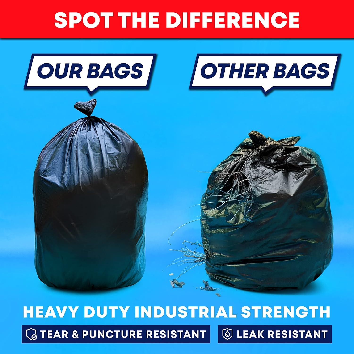 image:imageTasker 4445 Gallon Trash Bags Heavy Duty Value 100 Bags wTies Extra Large Black Trash Bags 39 Gallon 40 Gallon 42 Gallon 45 Gallon Large Black Garbage Bags Heavy Duty1 Count Pack of 100