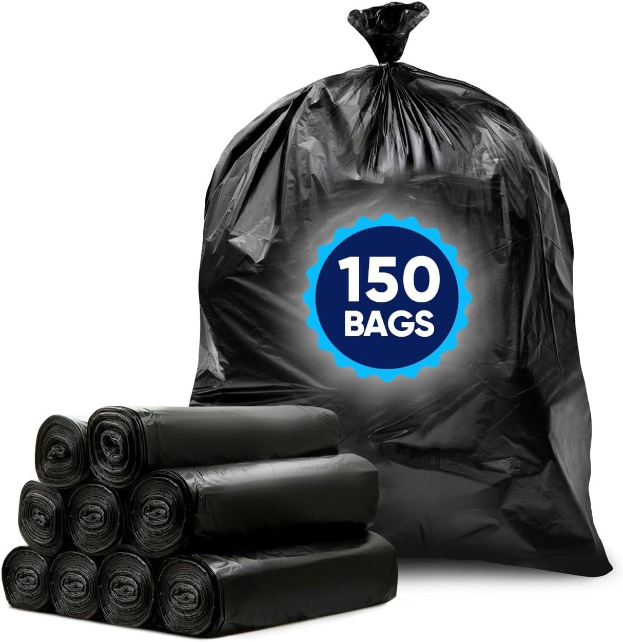 image:imageTasker 55 Gallon Trash Bags Value 50 Trash Bags wTies Heavy Duty Extra Large Industrial Trash Bags 55 Gallon Lawn and Leaf Bags Extra Large Outdoor Contractor Trash Can Liners 5060 Gallon150 Count Pack of 1