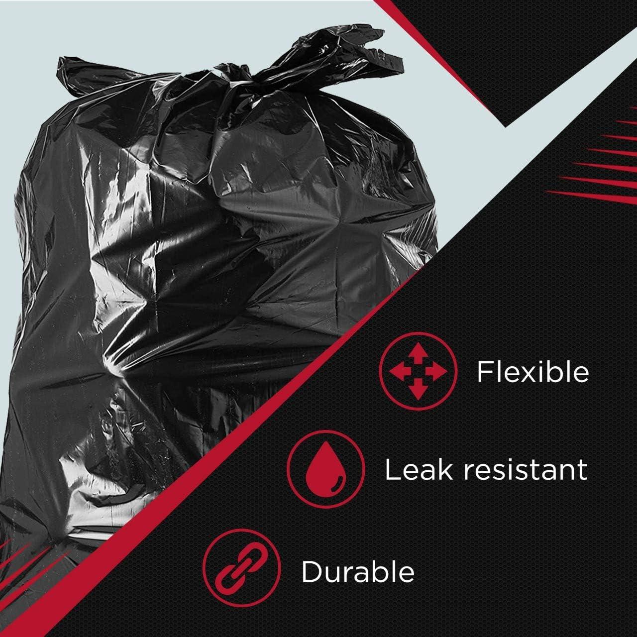 image:imageTasker 55 Gallon Trash Bags Value 50 Trash Bags wTies Heavy Duty Extra Large Industrial Trash Bags 55 Gallon Lawn and Leaf Bags Extra Large Outdoor Contractor Trash Can Liners 5060 Gallon50 Count Pack of 1