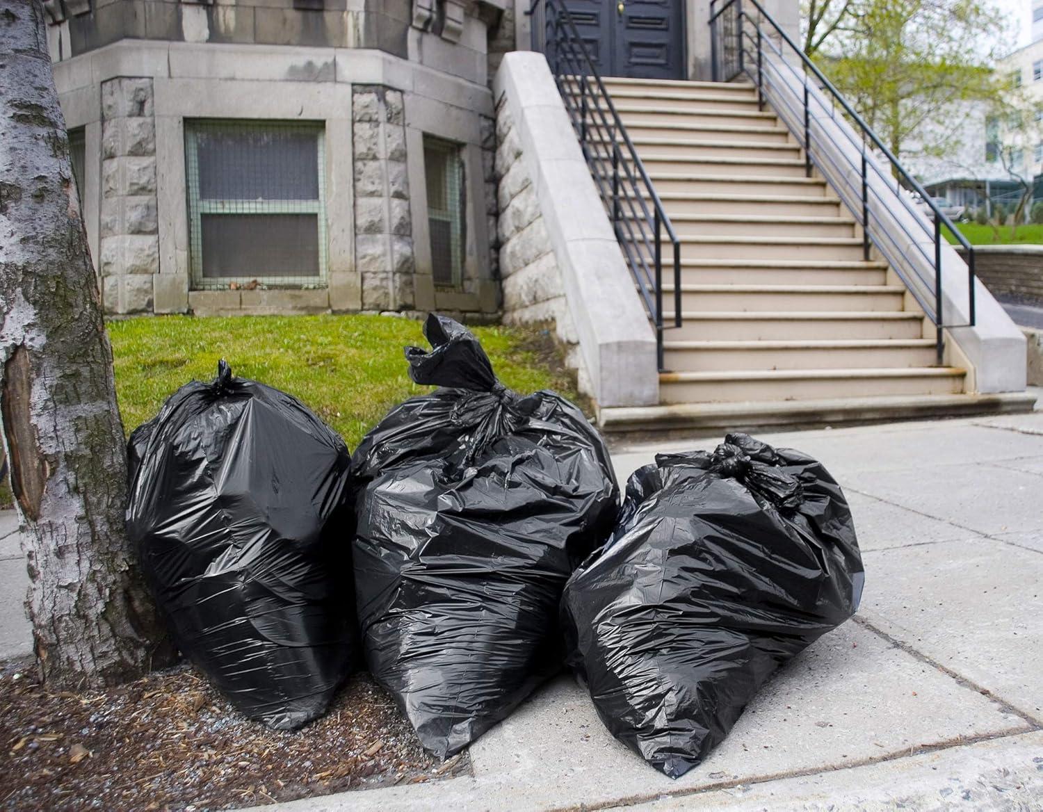 image:imageTasker 55 Gallon Trash Bags Value 50 Trash Bags wTies Heavy Duty Extra Large Industrial Trash Bags 55 Gallon Lawn and Leaf Bags Extra Large Outdoor Contractor Trash Can Liners 5060 Gallon50 Count Pack of 1