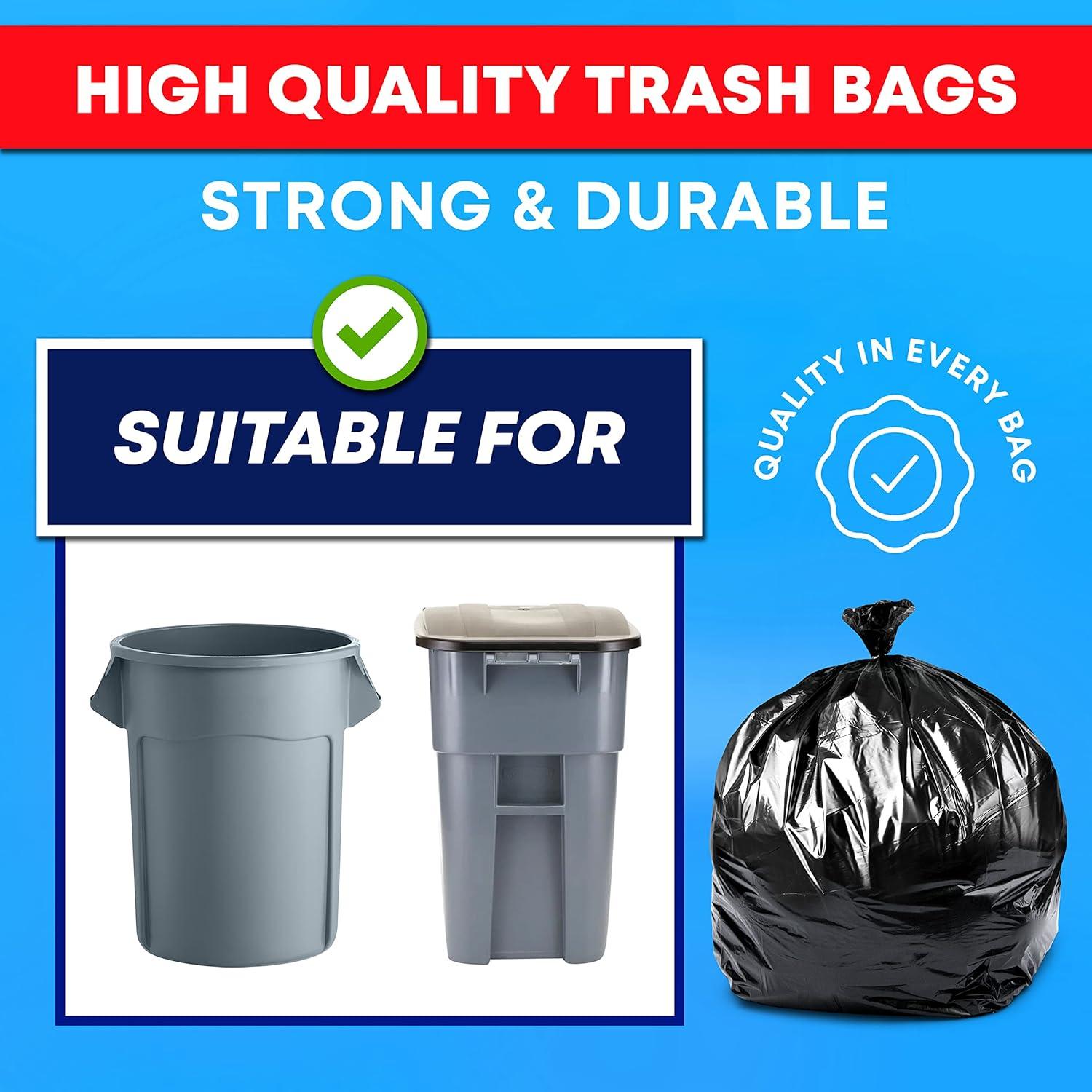 image:imageTasker 5560 Gallon Trash Bags Heavy Duty Value Pack 100 Bags wTies Large Black Outdoor Trash Bags Extra Large Trash Can Liners 60 Gal 55 Gal 50 Gallon Trash Can Liner Capacity