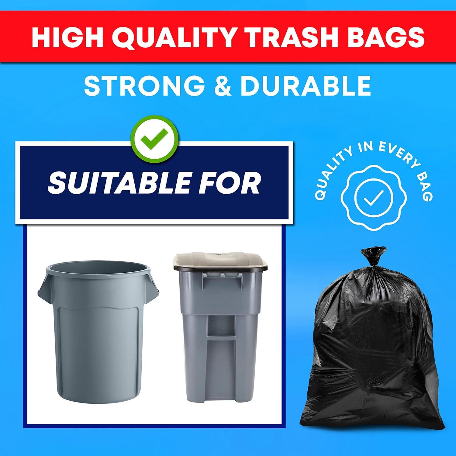 image:imageTasker 65 Gallon Trash Bags for Toter ValuePack 32 Count wTies Heavy Duty Extra Large Garbage Bags for 6465 Gallon Outdoor Trash Cans Yard Waste and Lawn Debris120 Count Pack of 1