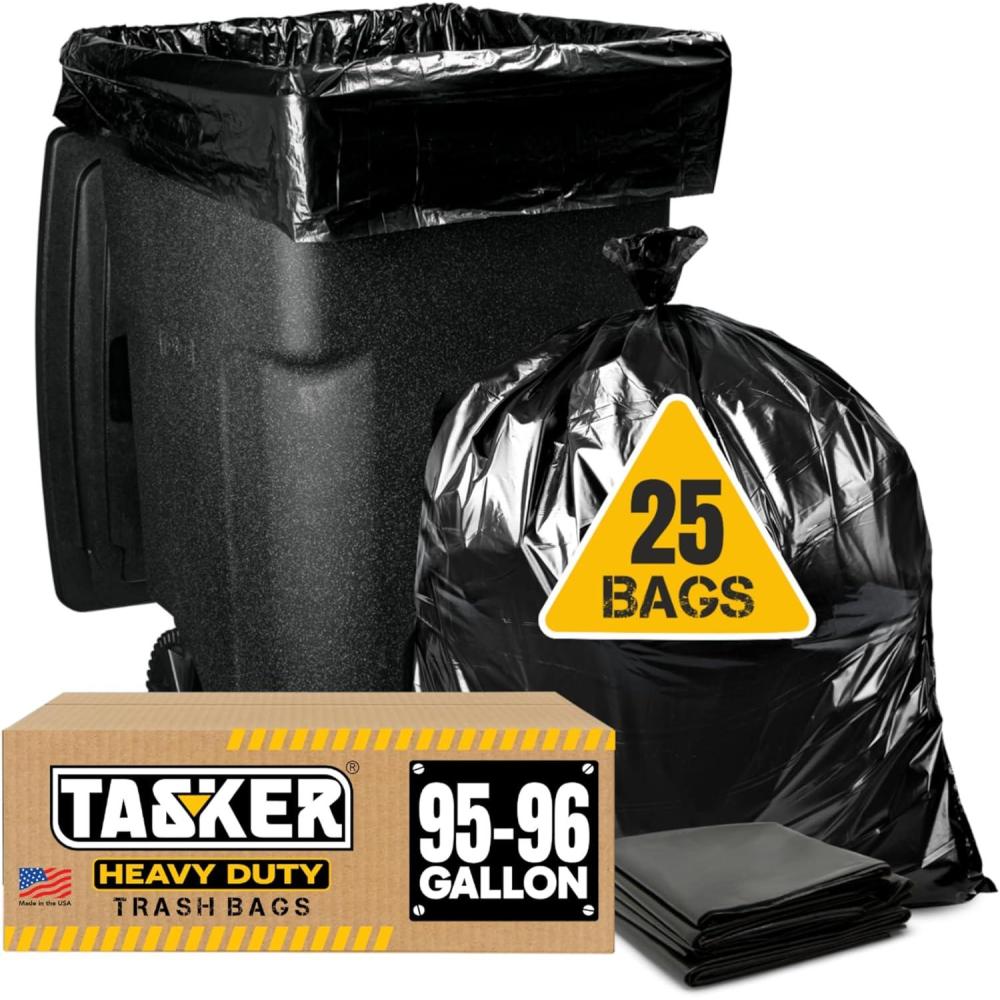 image:image9596 Gallon Trash Bags Heavy Duty 25 Bags wTies Value pack Extra Large Trash Bags 90 Gallon 95 Gallon 96 Gallon 100 Gallon25 Count Pack of 1