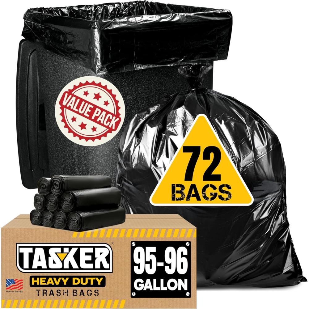 image:image9596 Gallon Trash Bags Heavy Duty 25 Bags wTies Value pack Extra Large Trash Bags 90 Gallon 95 Gallon 96 Gallon 100 Gallon72 Count Pack of 1