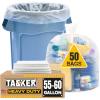 image:image55 Gallon Clear Trash Bags 50 Bags wTies Large Clear Plastic Recycling Garbage Bags50 Count Pack of 1