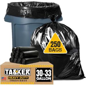 30-33 Gallon Trash Bags Heavy Duty (100 Bags w/Ties Value Pack), Large Black Trash Bags 30 Gallon – 32 Gallon(250 Count (Pack of 1))
